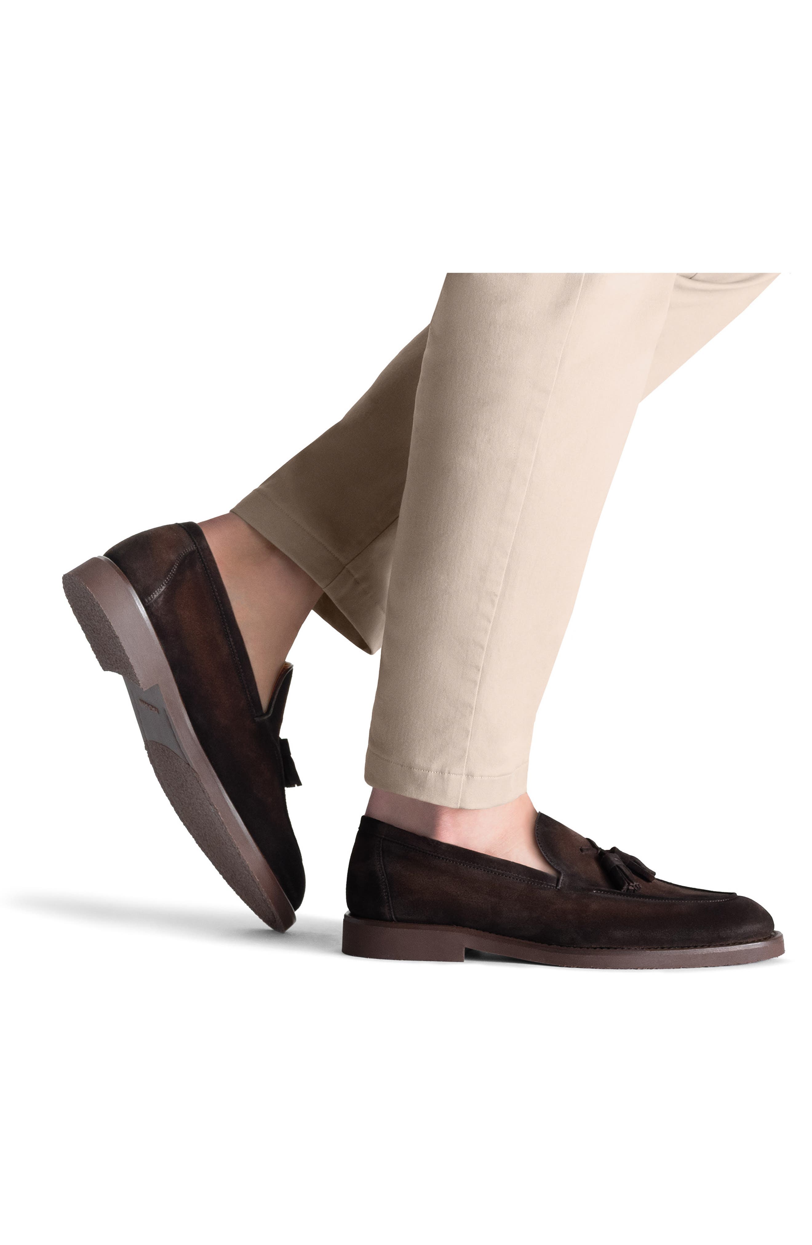 Cervan Tassel Leather Loafer, Alternate, color, BROWN SUEDE