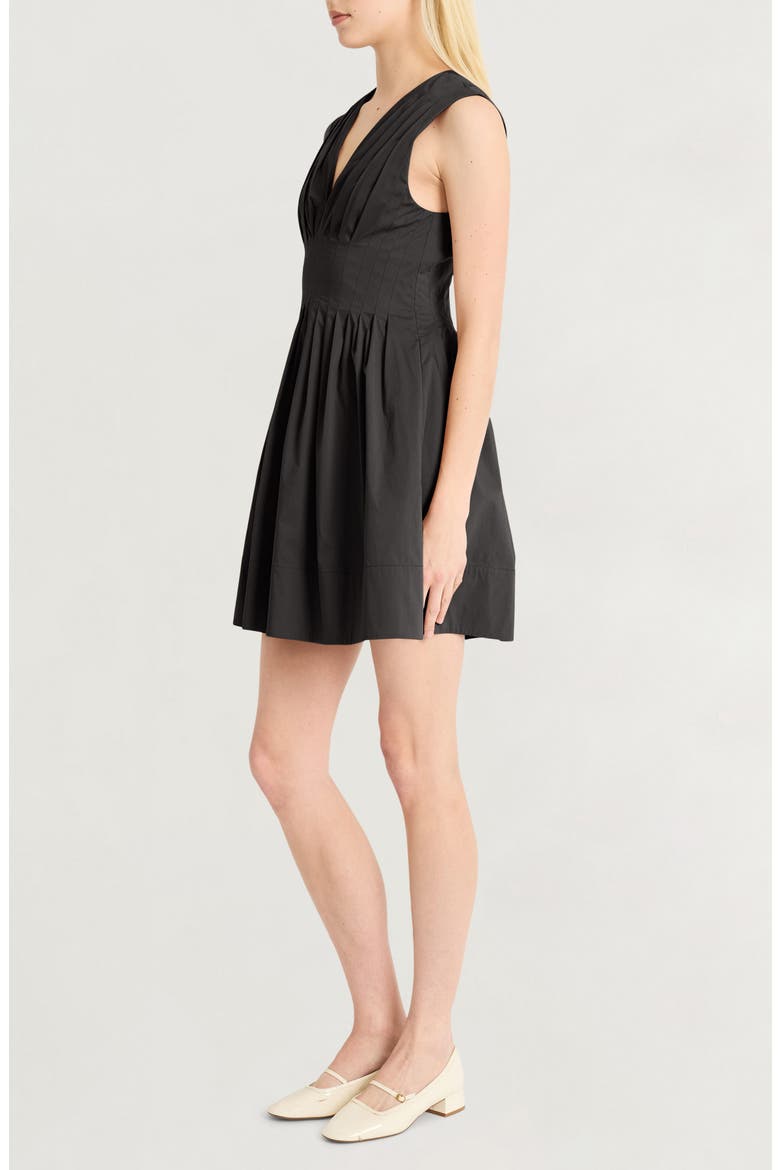 V-Neck Pleated Minidress, Alternate, color, METEORITE