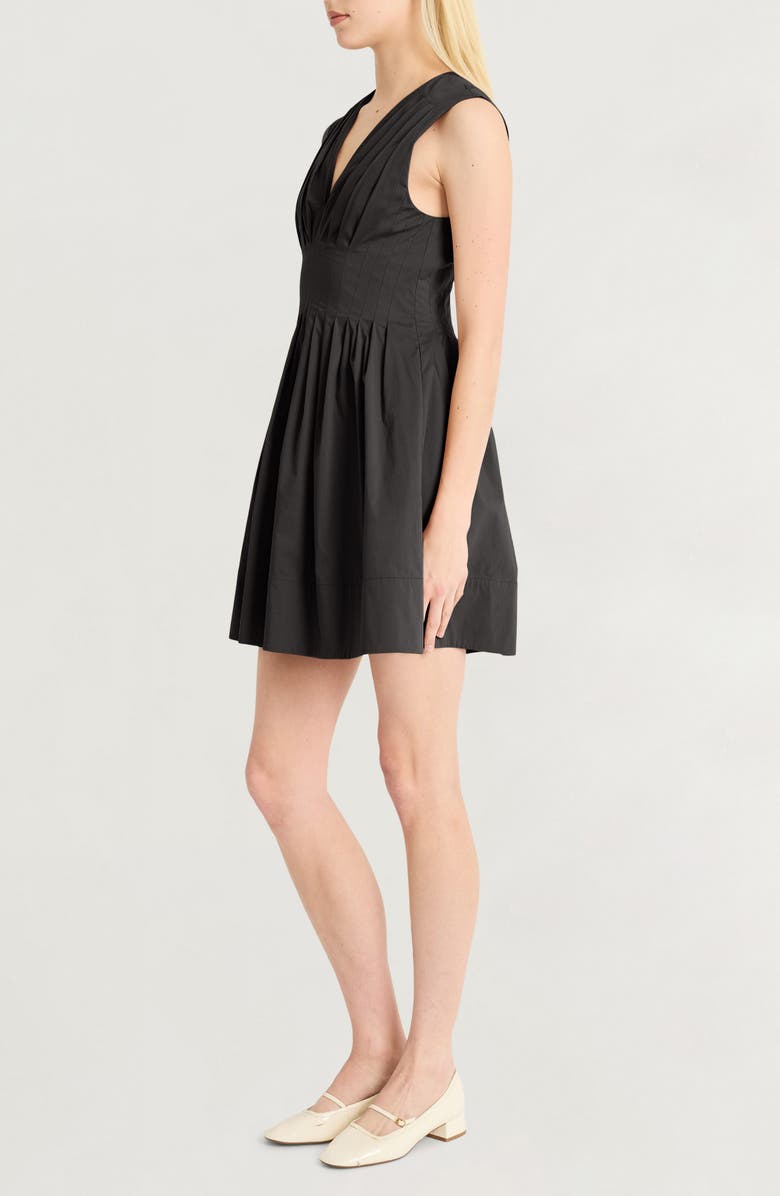 Luxely V-Neck Pleated Minidress, Alternate, color, Meteorite