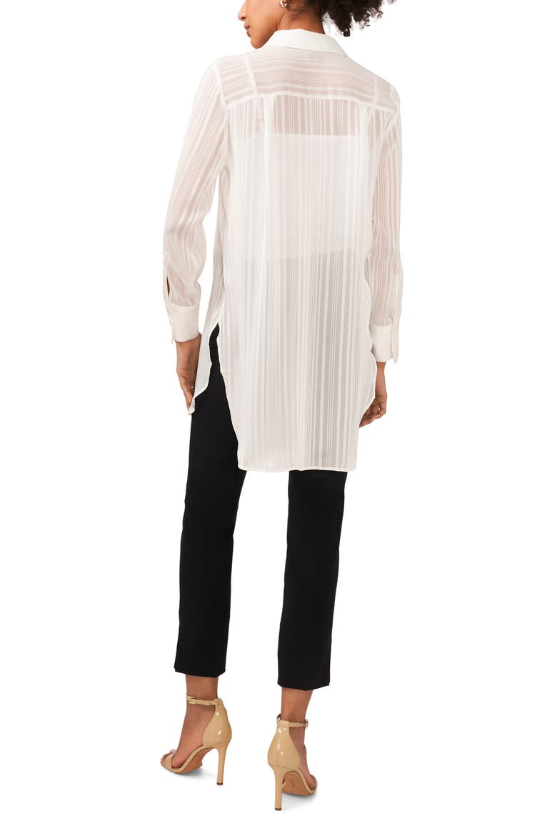 Variegated Tonal Stripe Button-Up Tunic Shirt, Alternate, color, NEW IVORY