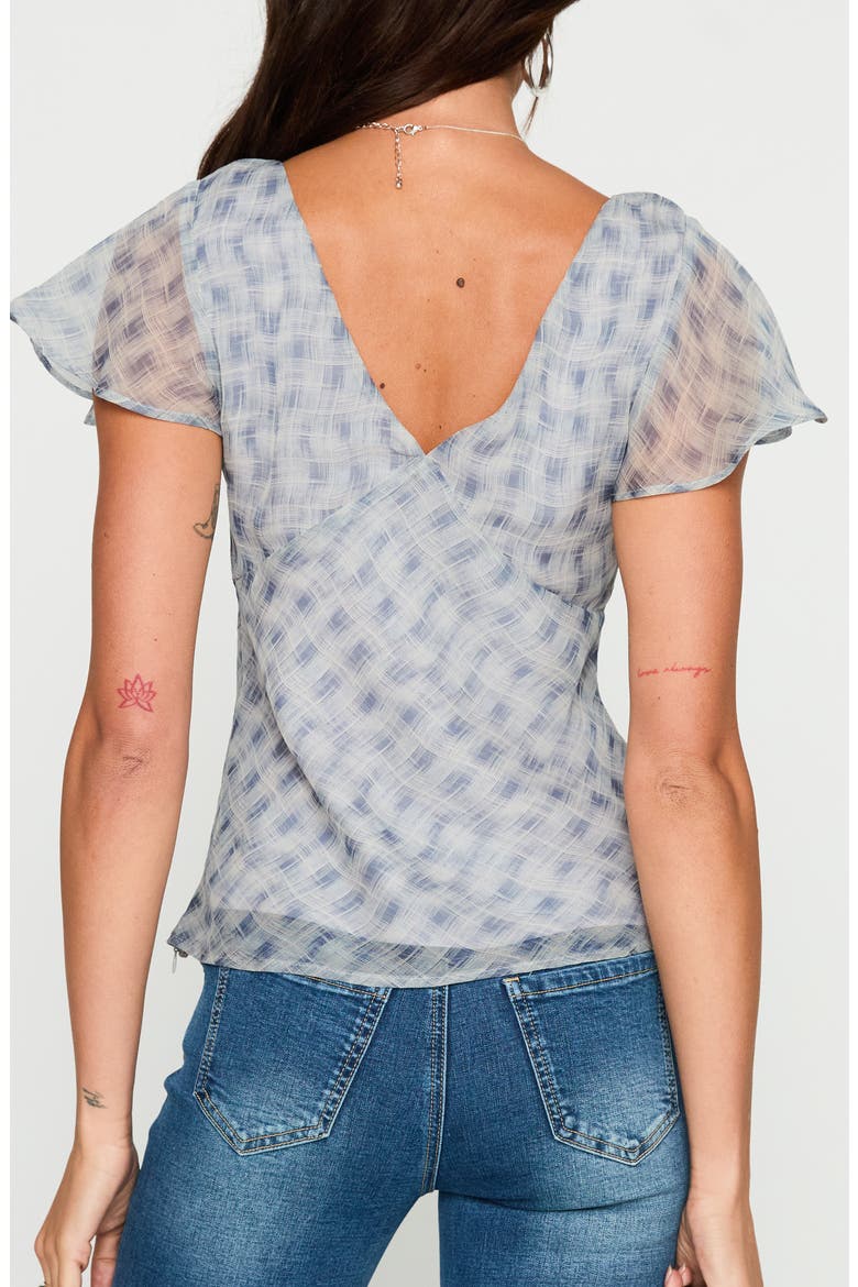 My Last Love Check Flutter Sleeve Top, Alternate, color, BLUE CHECK