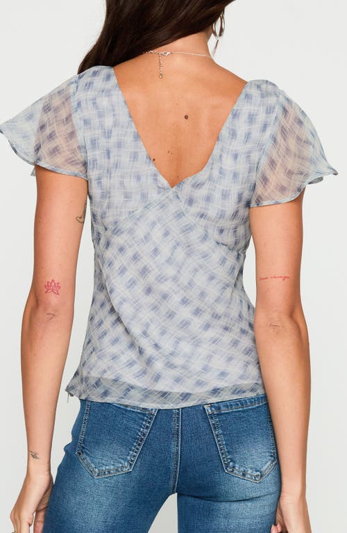 Princess Polly My Last Love Check Flutter Sleeve Top In Blue