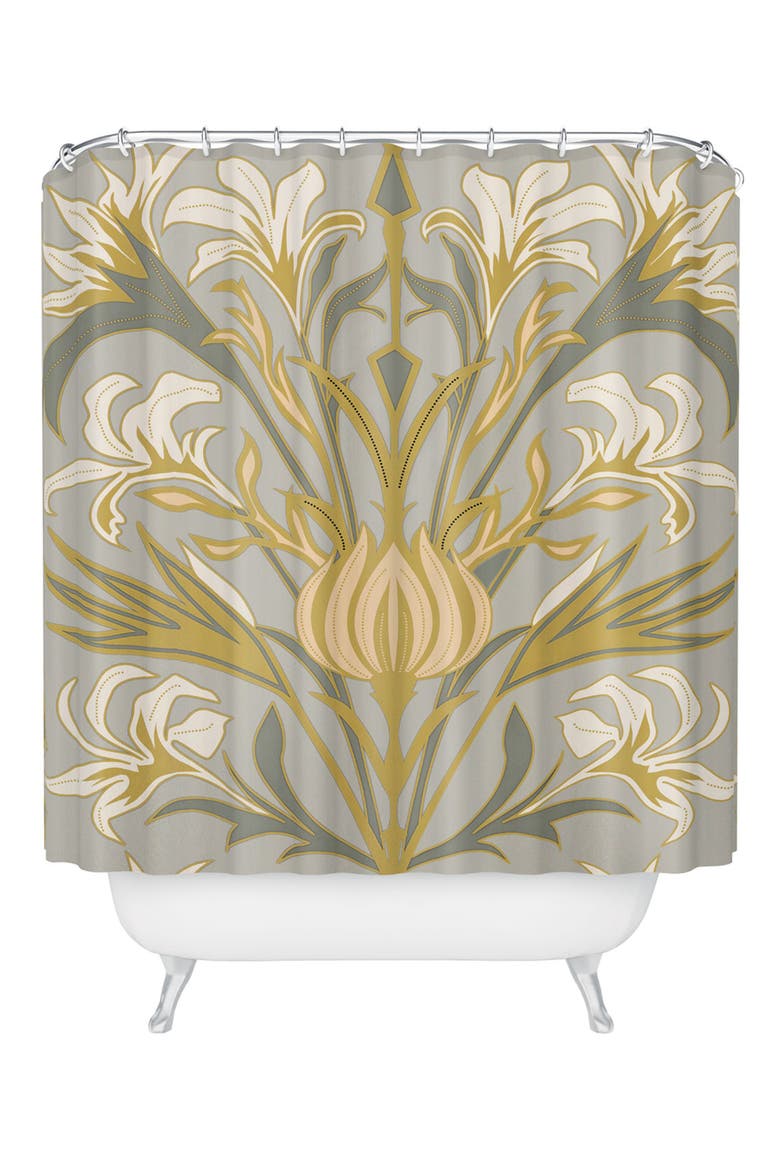 Art Deco Flowers Shower Curtain, Main, color, MULTI