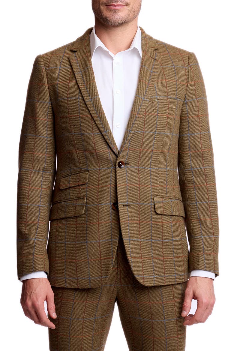 Dover Slim Fit Herringbone Windowpane Suit Jacket, Main, color, ARMY HERRINGBONE WINDOWPANE