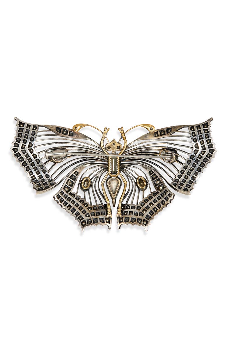 Valentino Garavani Vouloirvoler Butterfly Brooch, Alternate, color, Silver Multi