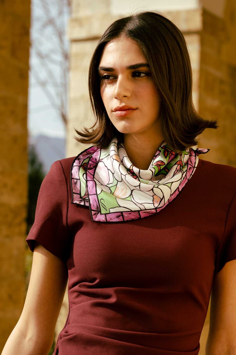 Clara - Silk Bandana, Alternate, color, Orchid Pink