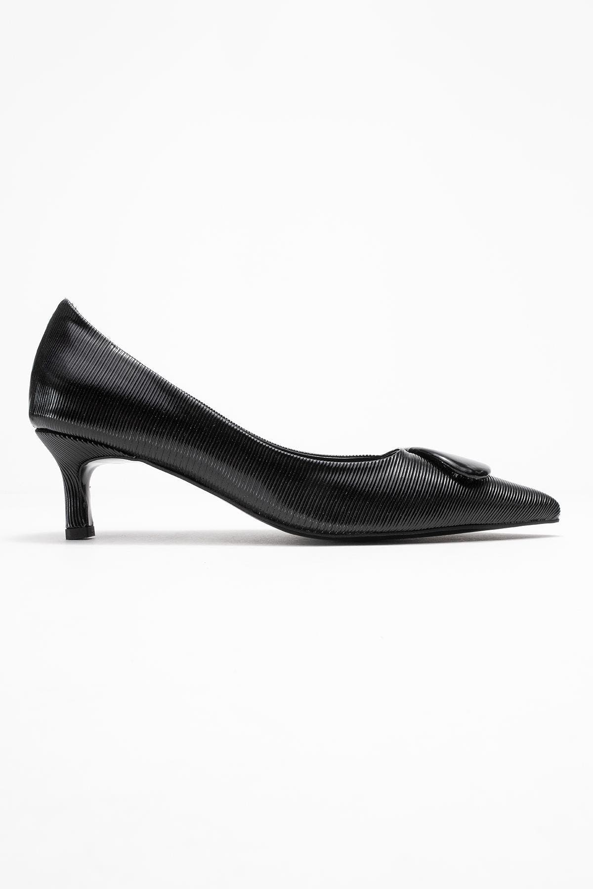 Briana Buckle Pointed Toe Pump, Alternate, color, Black