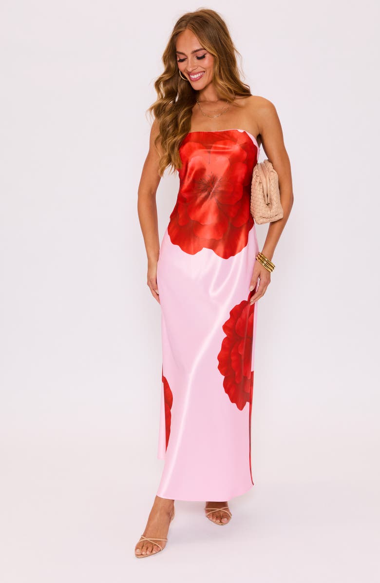 VICI Collection Bolden Strapless Satin Maxi Dress, Alternate, color, 