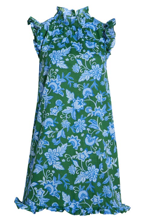 Damson Ruffle Cotton Shift Dress