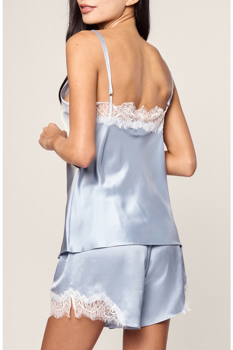 Silk Lace Cami Short Pajamas, Alternate, color, BLUE