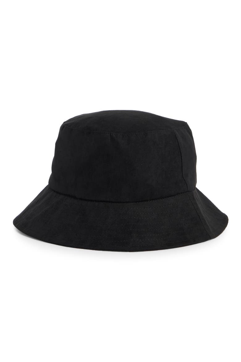 Faux Suede Bucket Hat, Main, color, BLACK