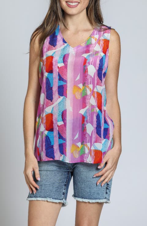 Print V-Neck Tank