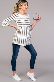 PinkBlush Striped Peplum Ruffle Top