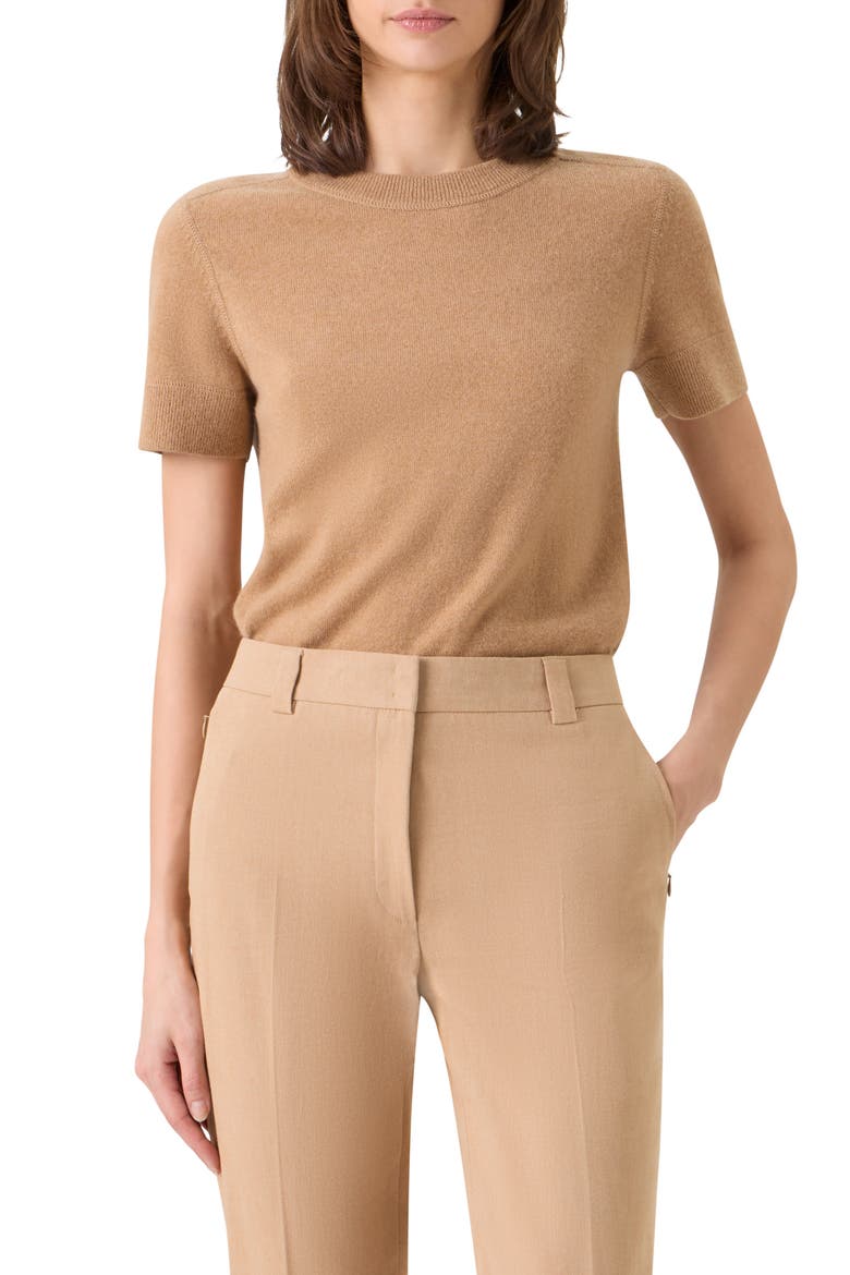 Short Sleeve Cashmere Sweater, Main, color, CAMEL