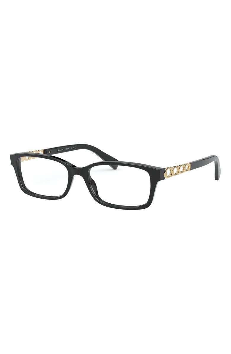 COACH 52mm Rectangular Optical Glasses, Alternate, color, 