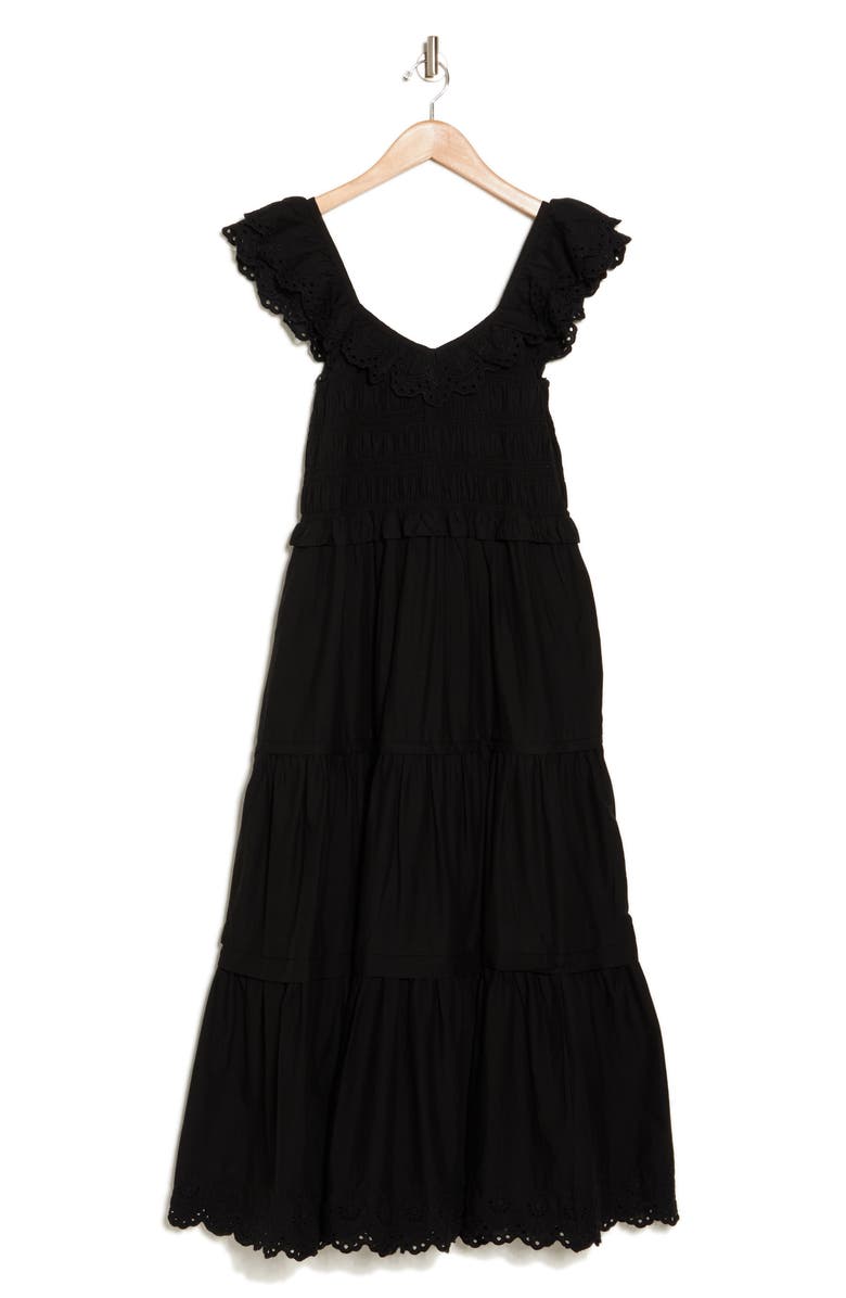 Madewell Lucie Embroidered Cotton Midi Dress, Alternate, color,