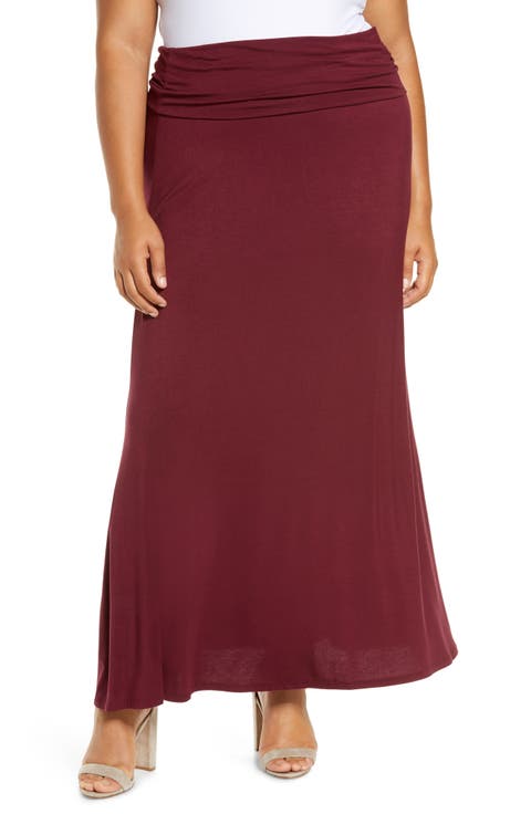 Fold Over Maxi Skirt (Plus Size)