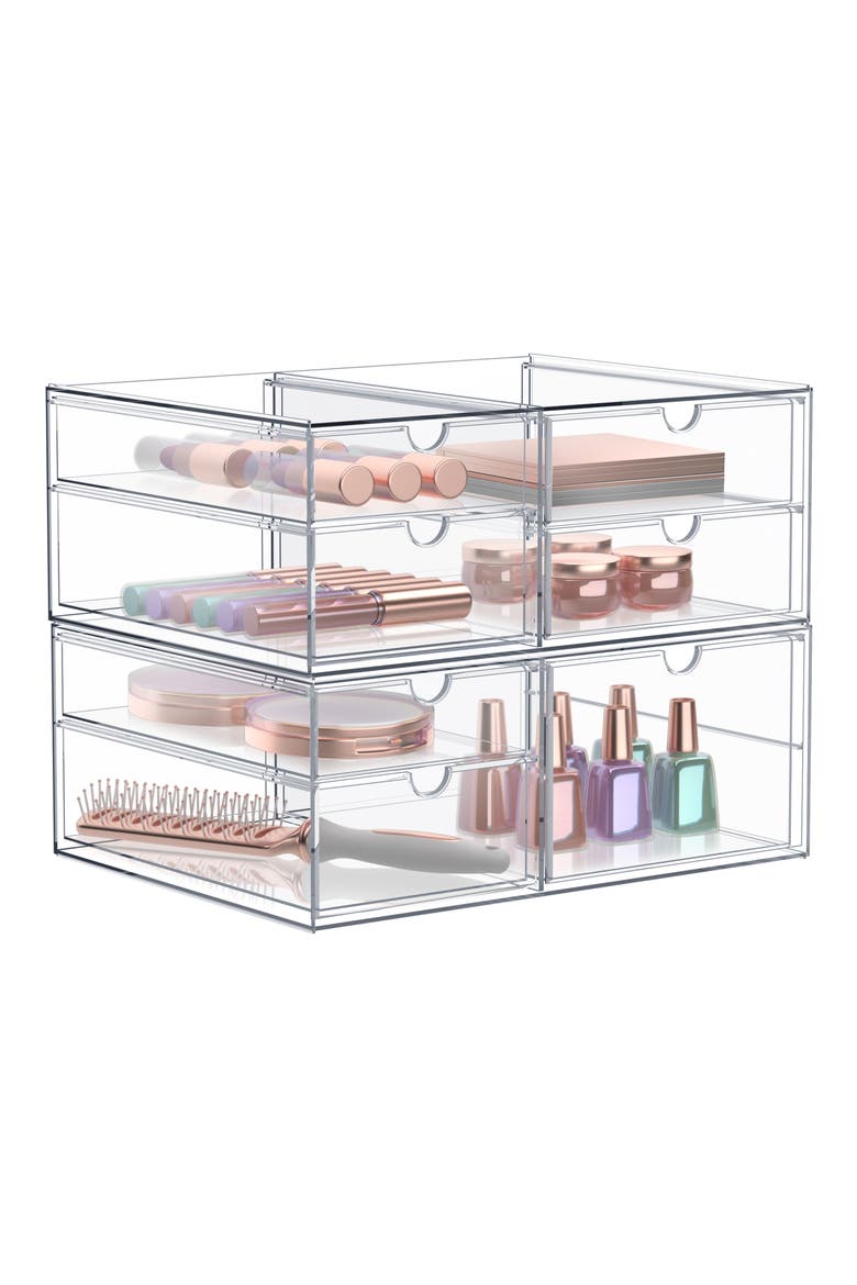 7-Drawer Acrylic Organizer, Main, color, CLEAR