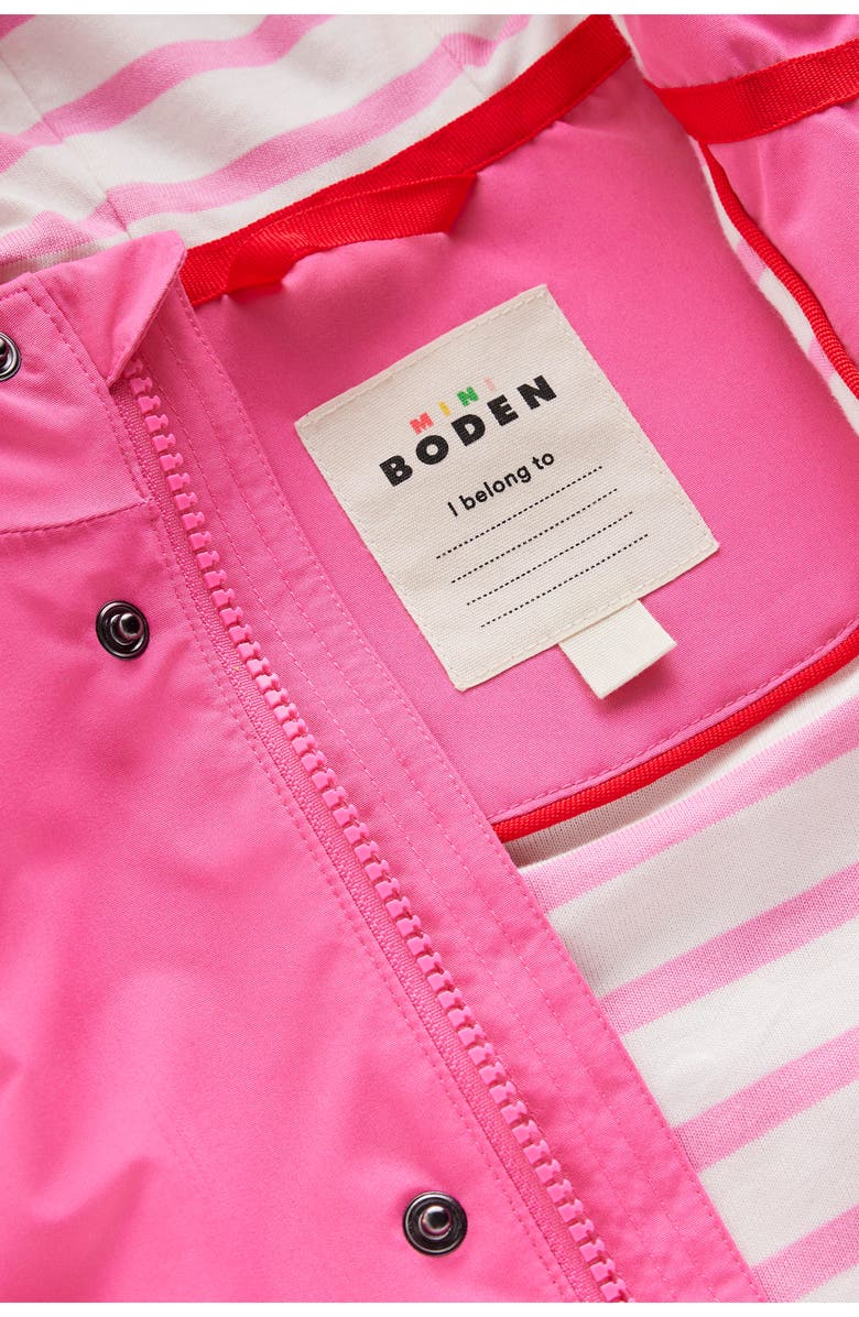 Mini Boden Kids' Waterproof Hooded Jacket, Alternate, color, Sorbet Pink Monster