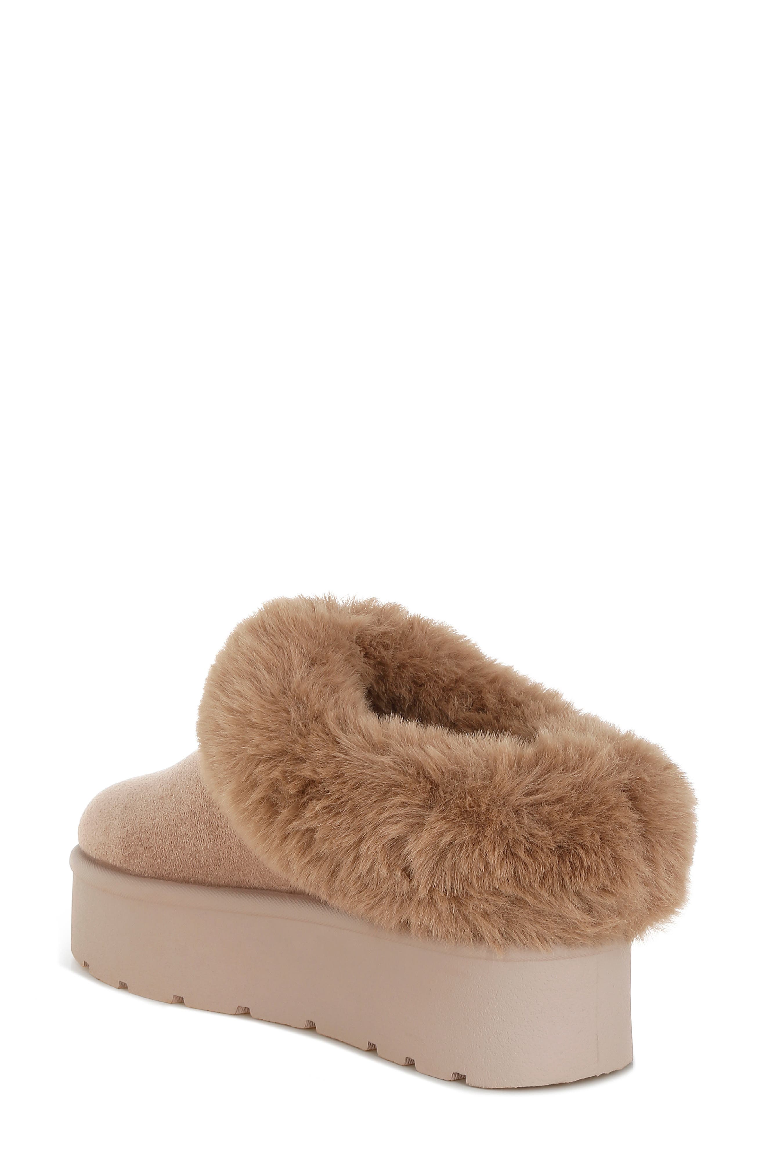Aniso Platform Mule with Faux Fur Trim, Alternate, color, TAUPE