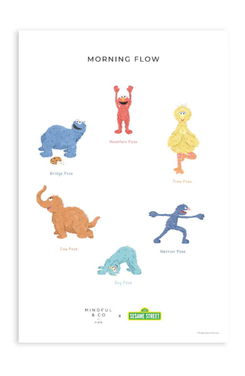 Mindful & Co Kids Double-Sided Sesame Street Yoga Poses Print, Main, color, Sesame Street Print