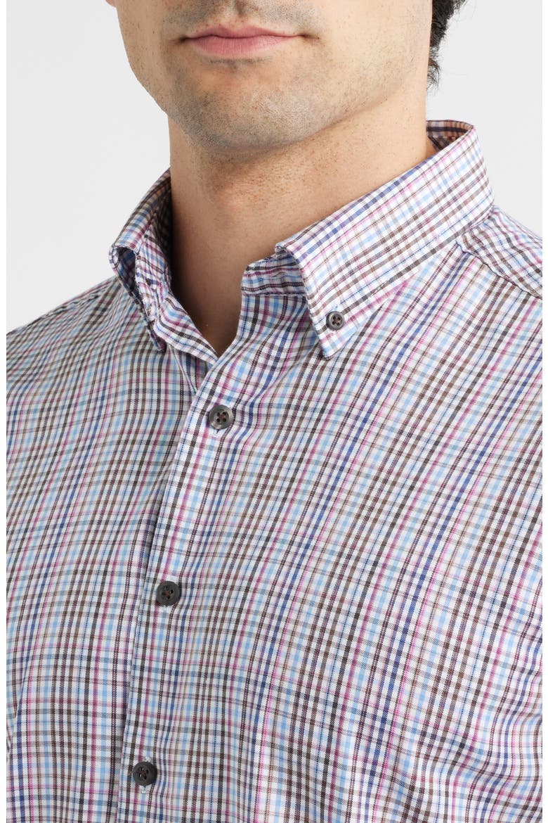 Adelson Check Button-Down Shirt, Alternate, color, COFFEE