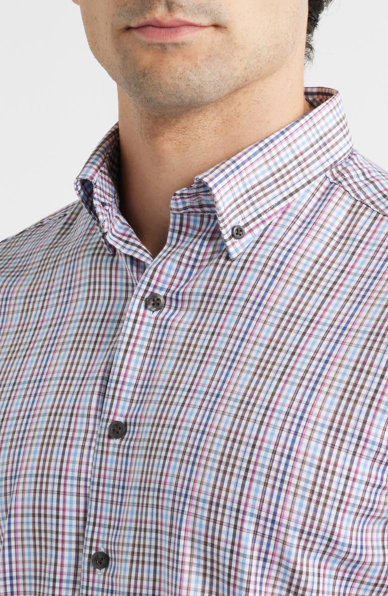 johnnie-O Adelson Check Button-Down Shirt, Alternate, color, Coffee