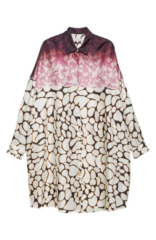 Dries Van Noten Mixed Print Oversize Silk Shirtdress