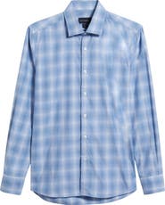 Scott Barber Canclini Regular Fit Plaid Cotton Poplin Button-Up Shirt