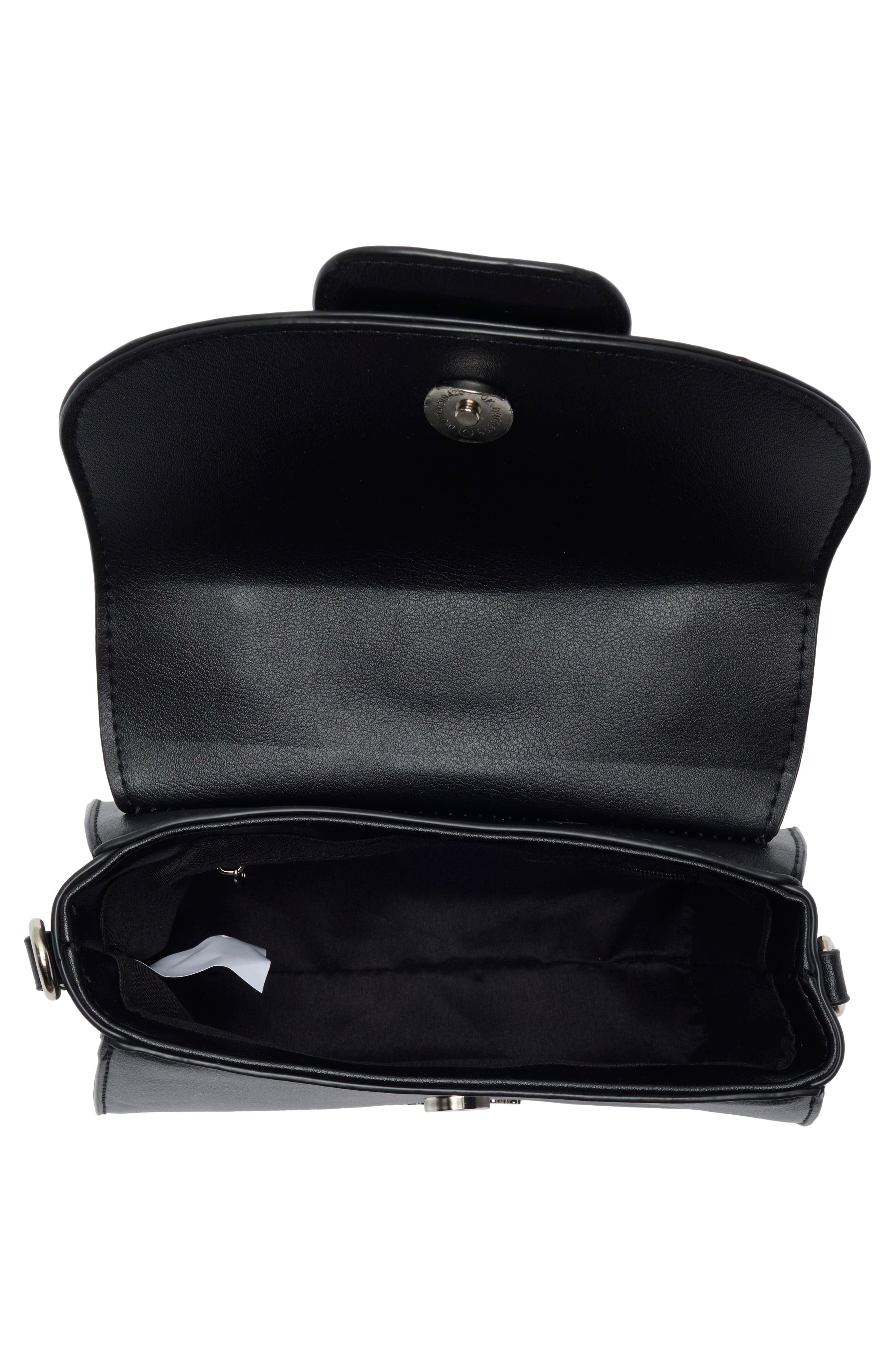 Faux Leather Top Handle Bag, Alternate, color, BLACK