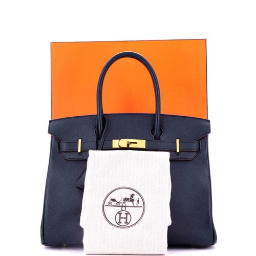 Pre-owned Hermes  Hermes Contour Birkin Bag Blue Epsom With Gold Hardware 30 In Blue