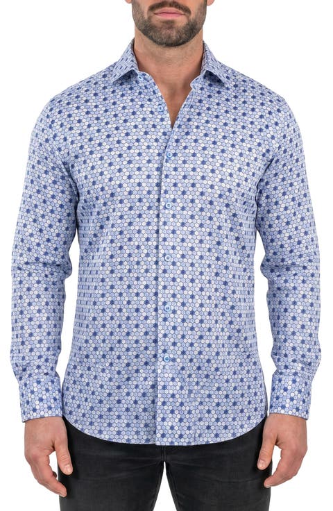 Einstein Geometric Print Dress Shirt