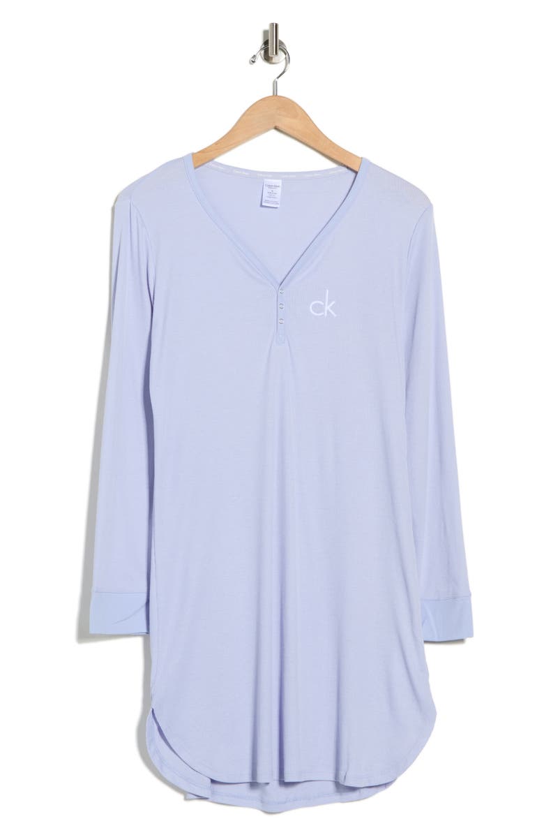 Calvin Klein Henley Sleep Dress, Main, color, Casual Blue
