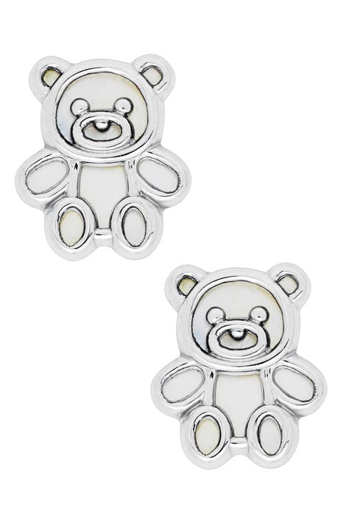 Sterling Silver Teddy Bear Stud Earrings (Baby)
