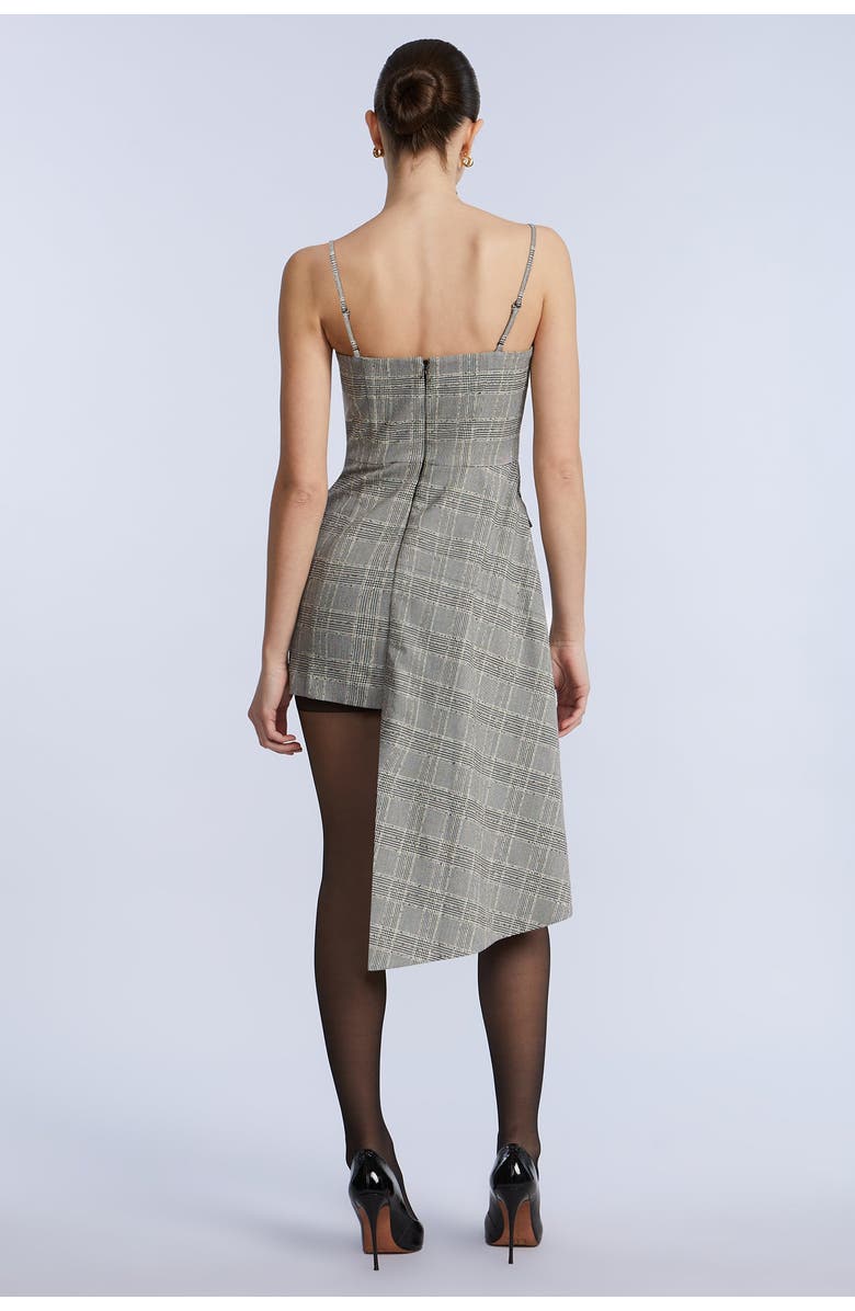 BCBGMAXAZRIA Glen Plaid Dress with Drape, Alternate, color, Glen Plaid