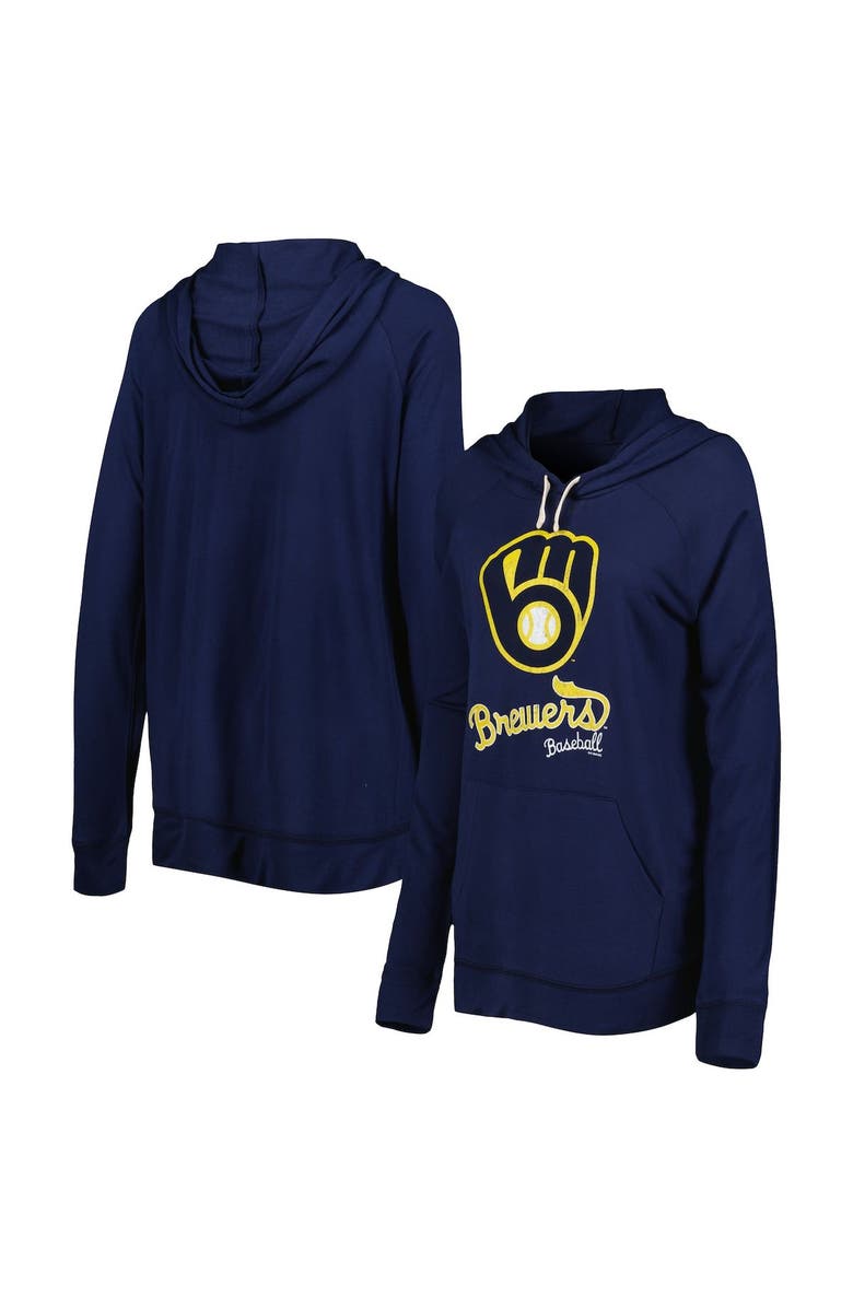 TOUCH BY ALYSSA MILANO Women's Touch Navy Milwaukee Brewers Pre-Game Raglan Pullover Hoodie, Main, color, 
