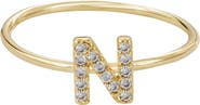 Adornia Pavé CZ Initial Charm Ring