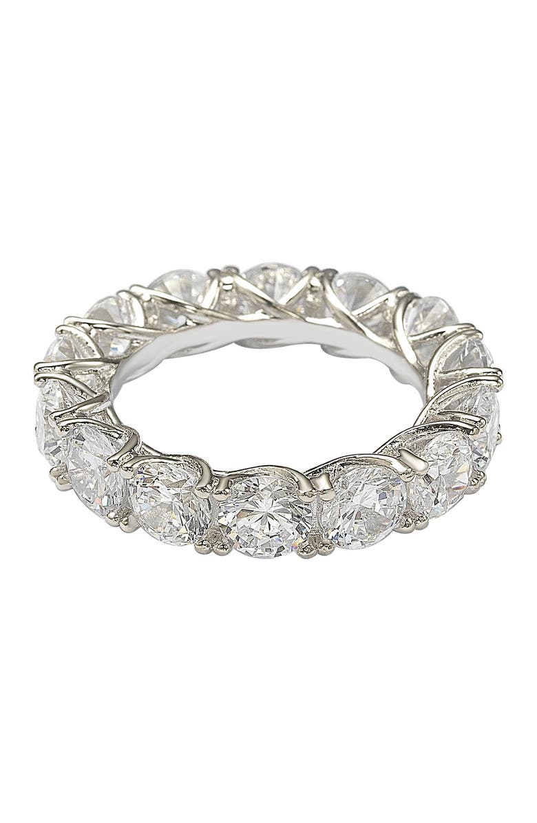 SUZY LEVIAN Sterling Silver Cubic Zirconia Eternity Band Ring, Main, color, White