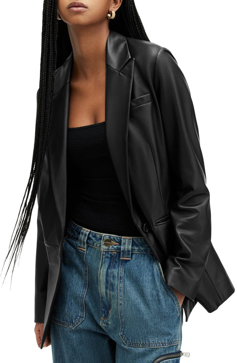 AllSaints Deri Leather Blazer, Main, color, 