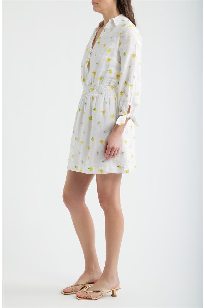 Abralynn Linen Shirtdress, Alternate, color, PINK MUSE LEMON BEE HALF DROP