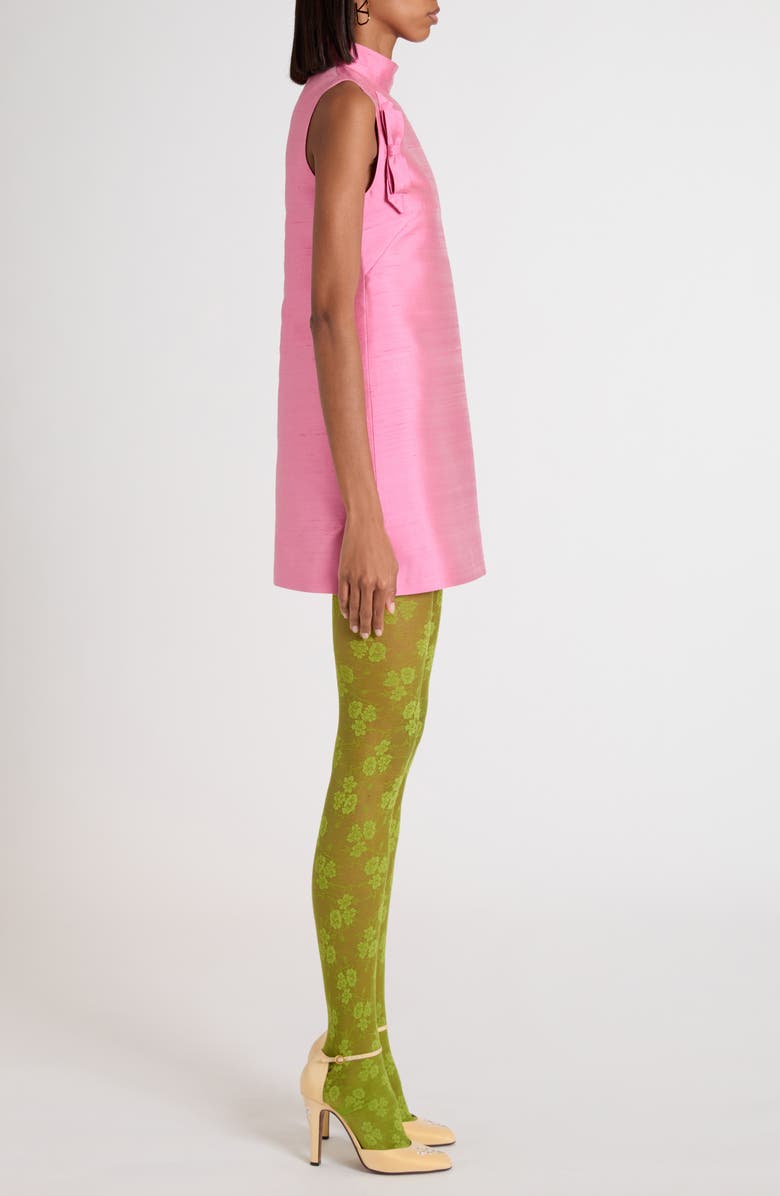 Valentino Garavani Bow Detail Shantung Silk Minidress, Alternate, color, Pink