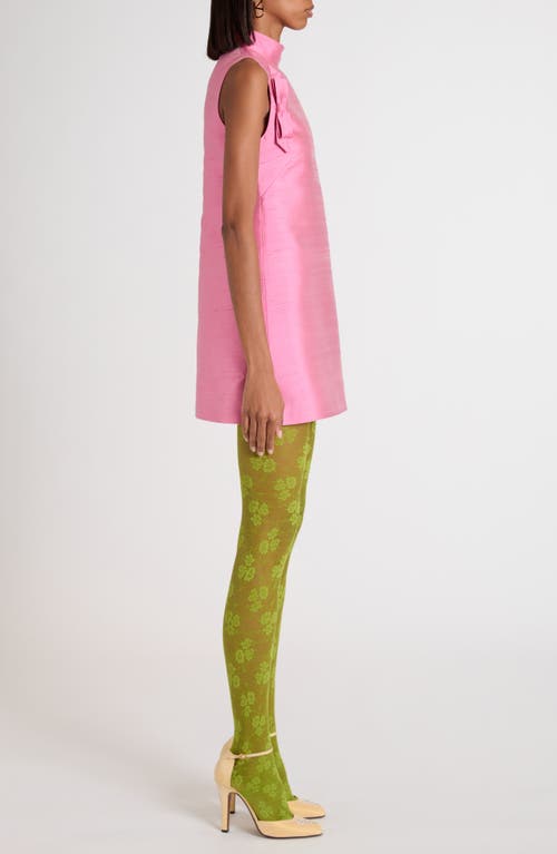 Valentino Garavani Bow Detail Shantung Silk Minidress In Pink