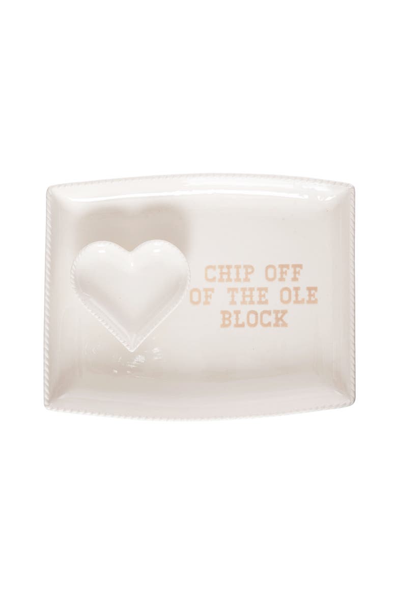 Heart/Chip Platter & Bowl Set of 2 Ceramic White, Main, color, White