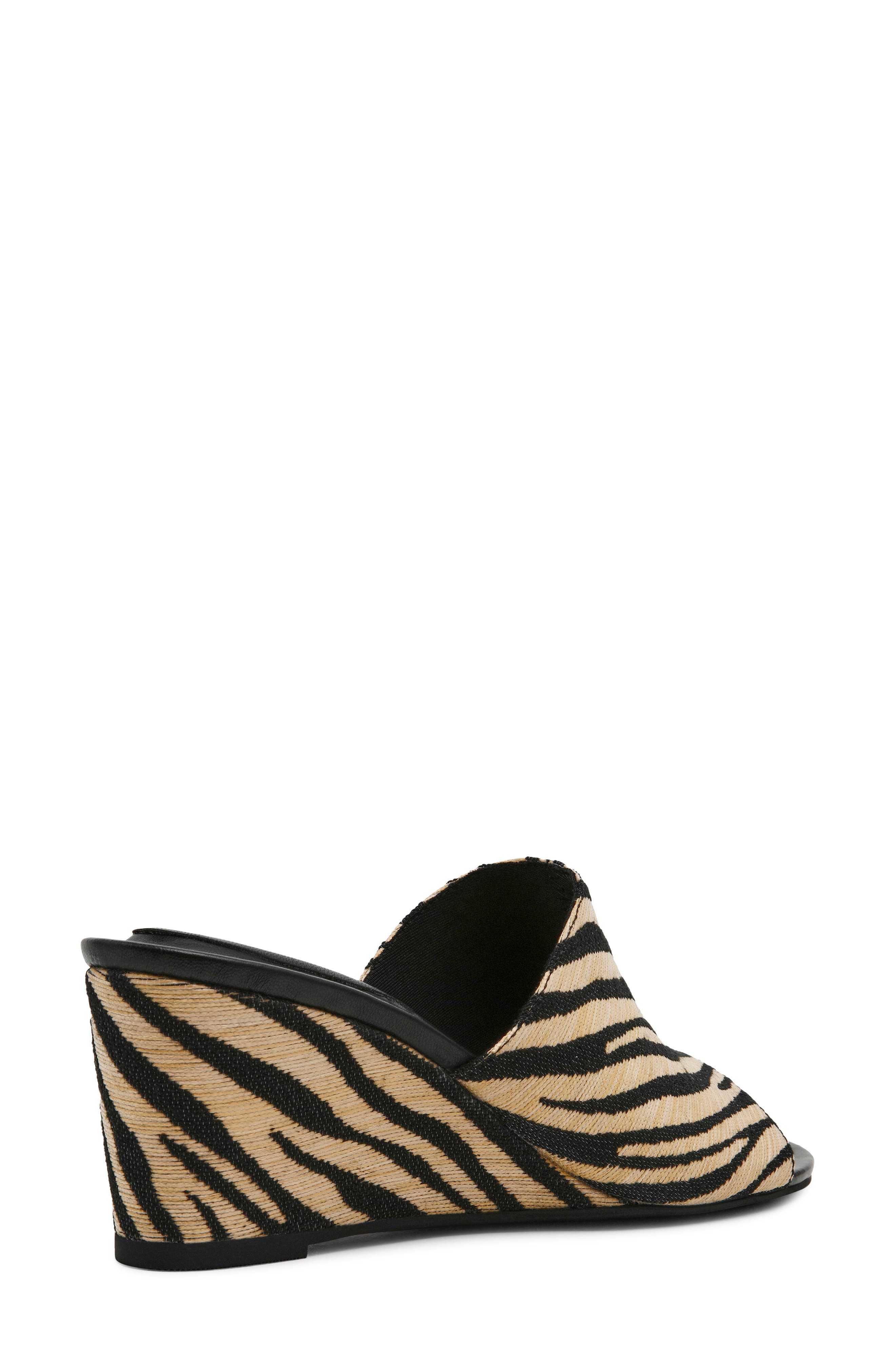 Charisma Wedge Slide Sandal, Alternate, color, ZEBRA RAFFIA