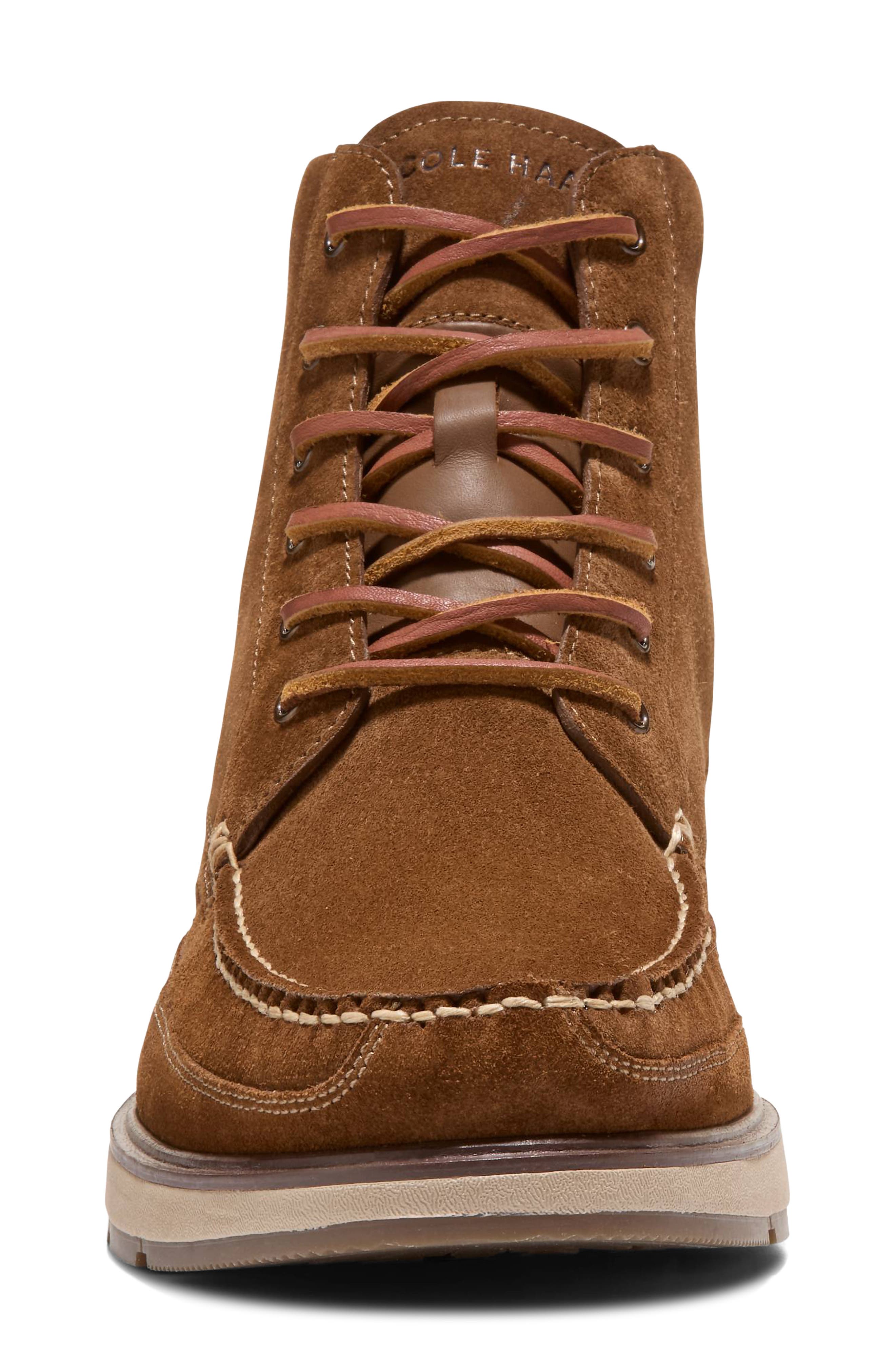 Cole Haan Muir Waterproof Moc Toe Boot, Alternate, color, Brown Suede/ Oat