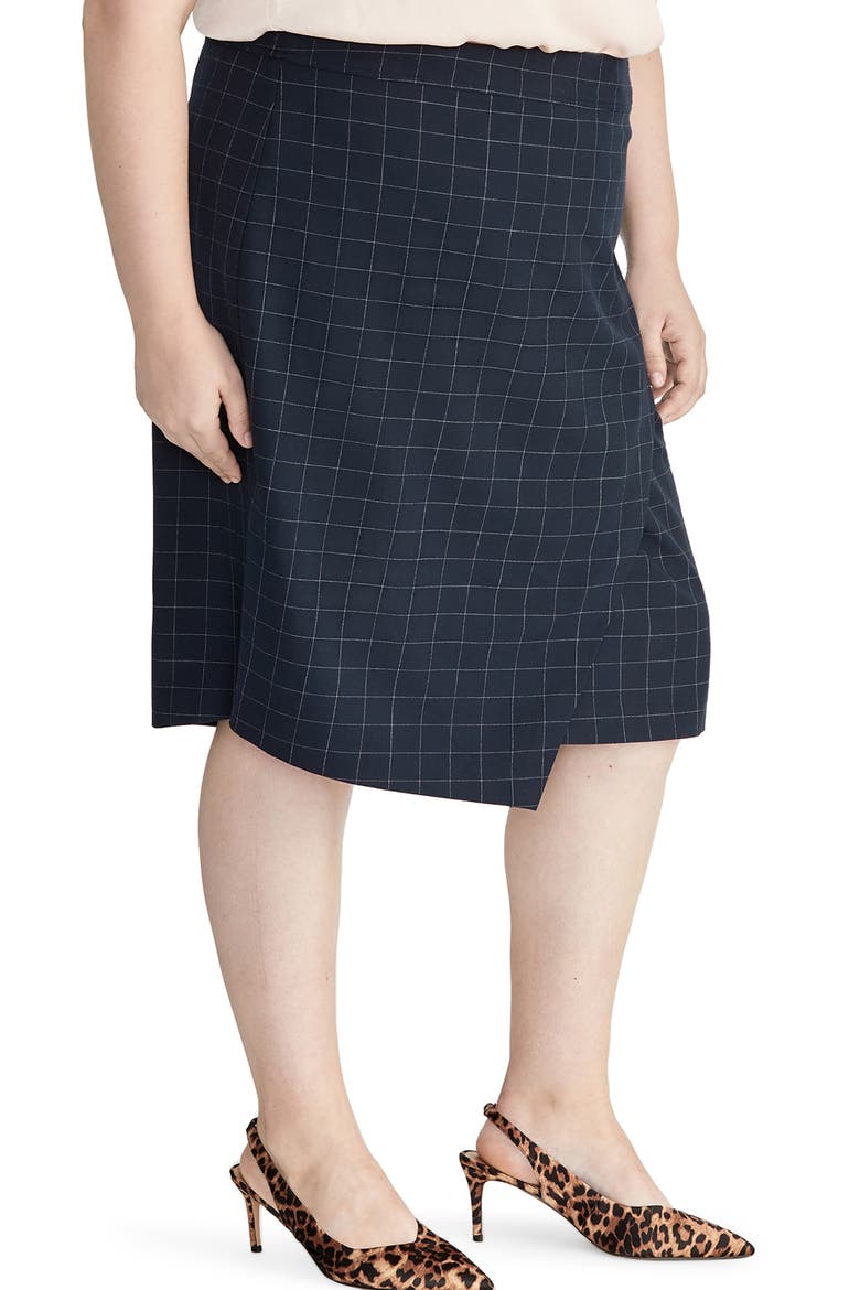 Windowpane Pencil Skirt, Alternate, color, TRUE NAVY