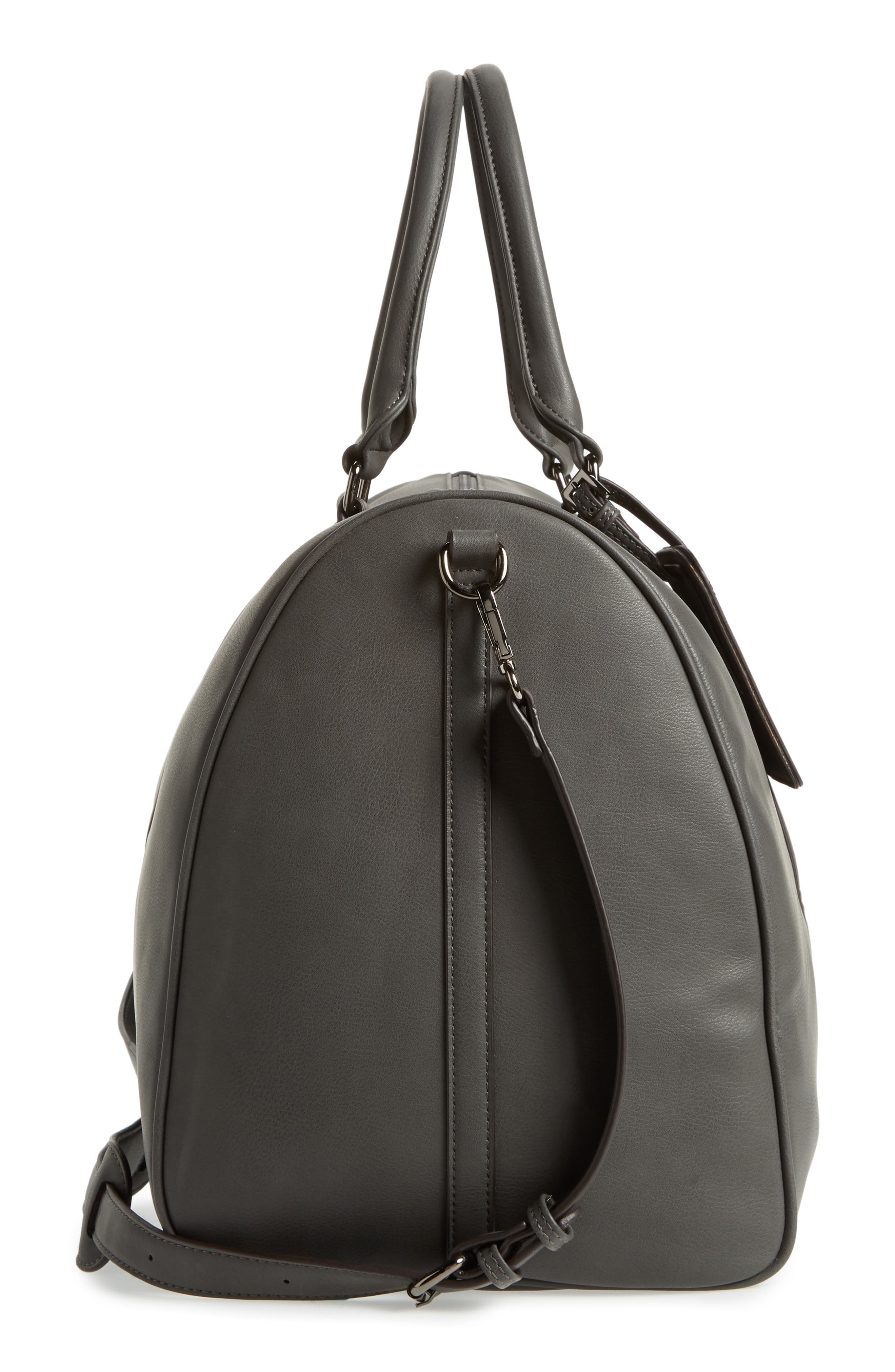 Lacie Faux Leather Duffle Bag, Alternate, color, CHARCOAL