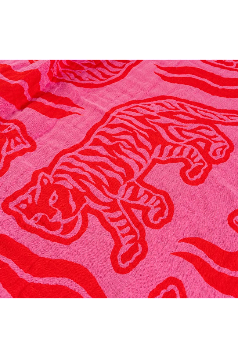 Costa Double-faced Fringed Statement Bedding, Alternate, color, Red