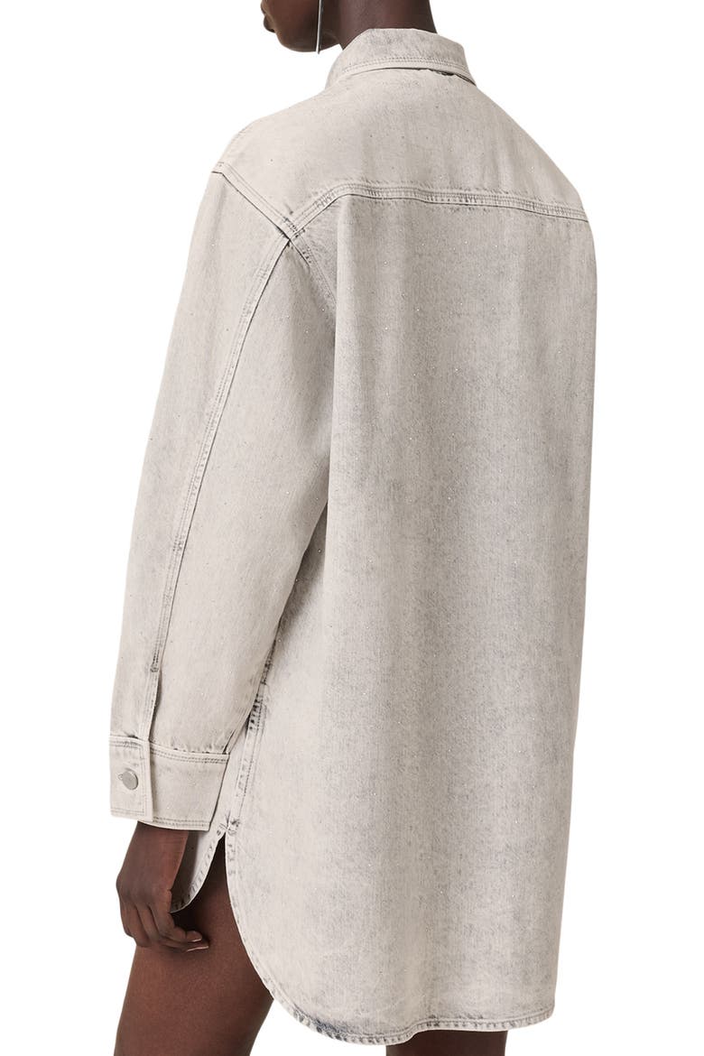 Faye Sparkle Embellished Long Sleeve Shacket Minidress, Alternate, color, SNOW GREY