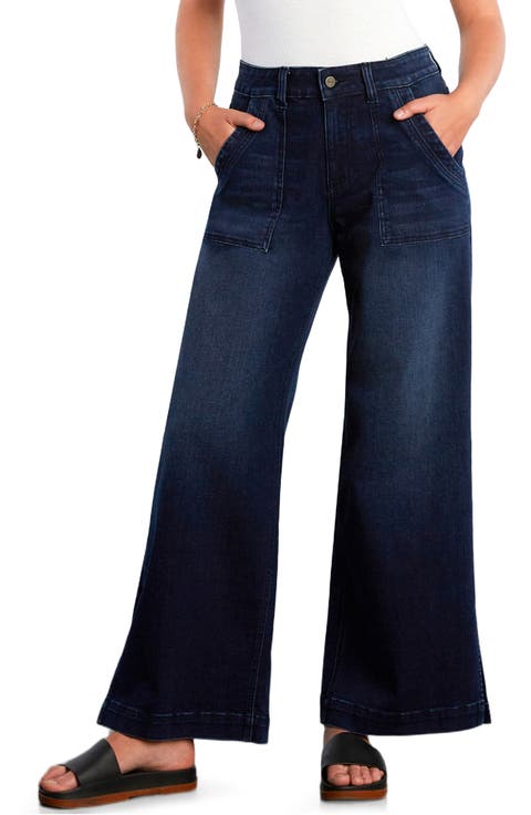 Jackie Side Slit High Waist Wide Leg Jeans